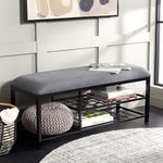 Safavieh Milligan Open Shelf Bench W/ Cushion, BCH5003 - Dark Grey / Black  