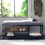 Safavieh Milligan Open Shelf Bench W/ Cushion, BCH5003 - Dark Grey / Black  