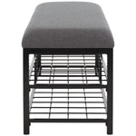 Safavieh Milligan Open Shelf Bench W/ Cushion, BCH5003 - Dark Grey / Black  