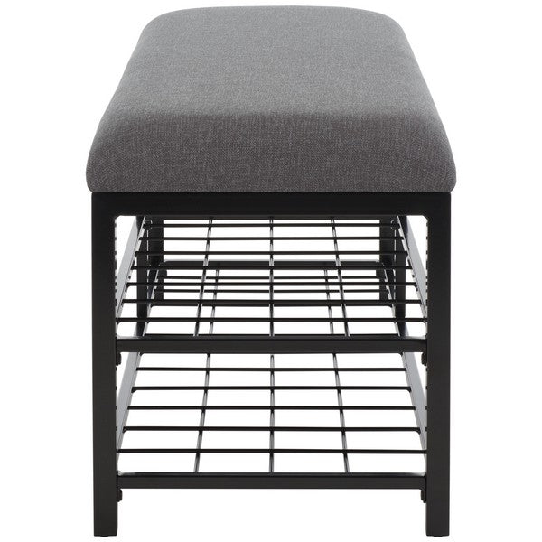 Safavieh Milligan Open Shelf Bench W/ Cushion, BCH5003 - Dark Grey / Black  