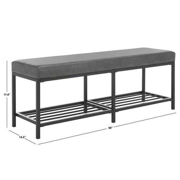 Safavieh Yomi 2 Rail Shelf Bench, BCH6404 - Grey / Black