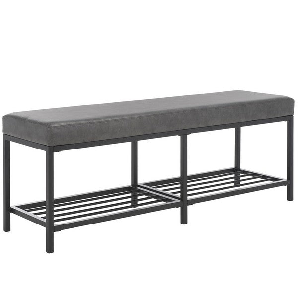 Safavieh Yomi 2 Rail Shelf Bench, BCH6404 - Grey / Black