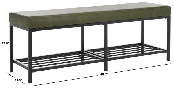 Safavieh Yomi 2 Rail Shelf Bench, BCH6404 - Dark Green / Black