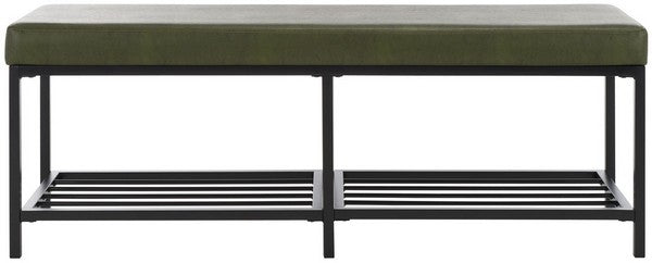 Safavieh Yomi 2 Rail Shelf Bench, BCH6404 - Dark Green / Black