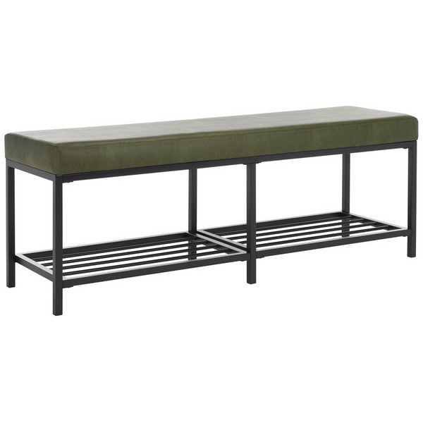 Safavieh Yomi 2 Rail Shelf Bench, BCH6404 - Dark Green / Black