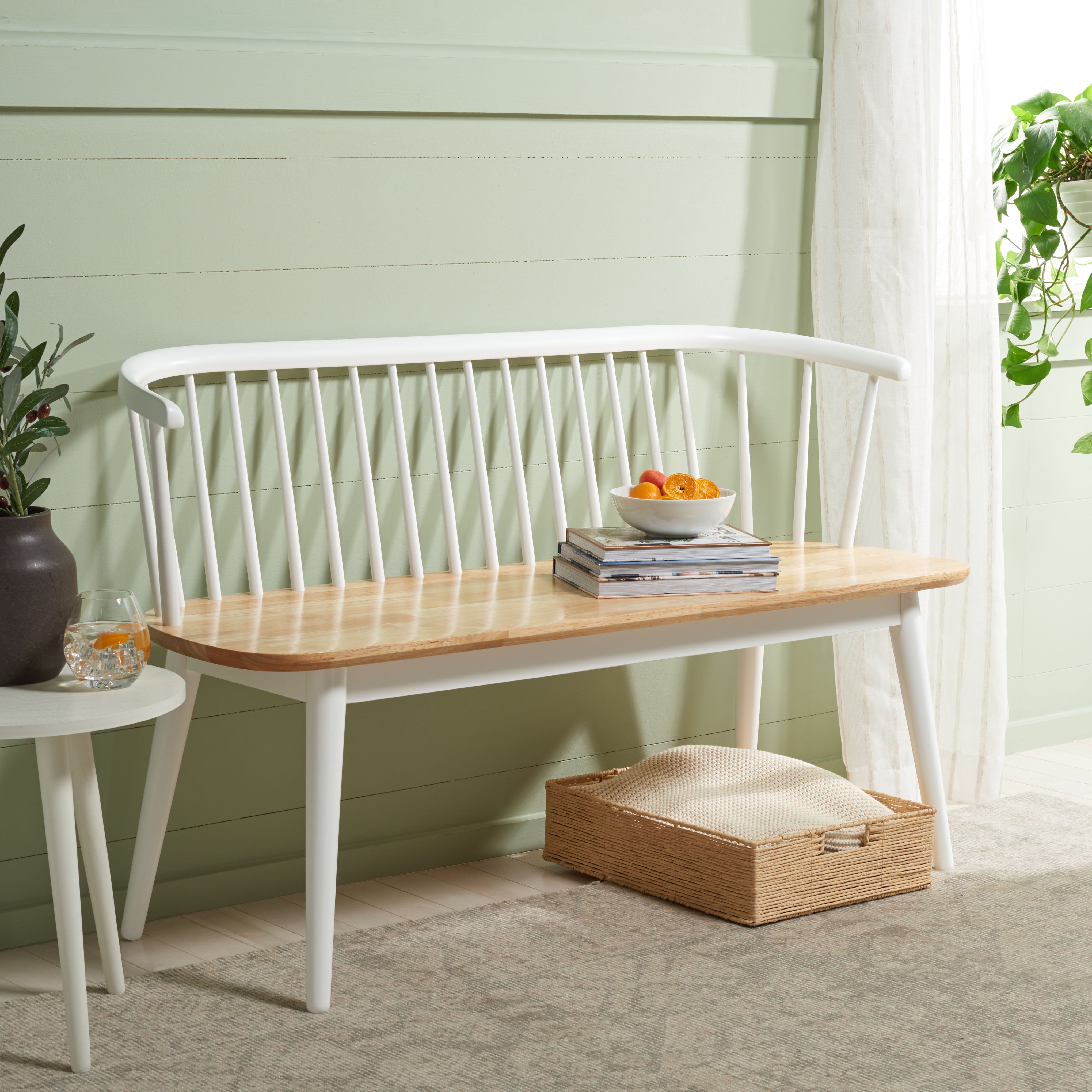 Safavieh Blanchard Spindle Bench, BCH8500 - Natural / White