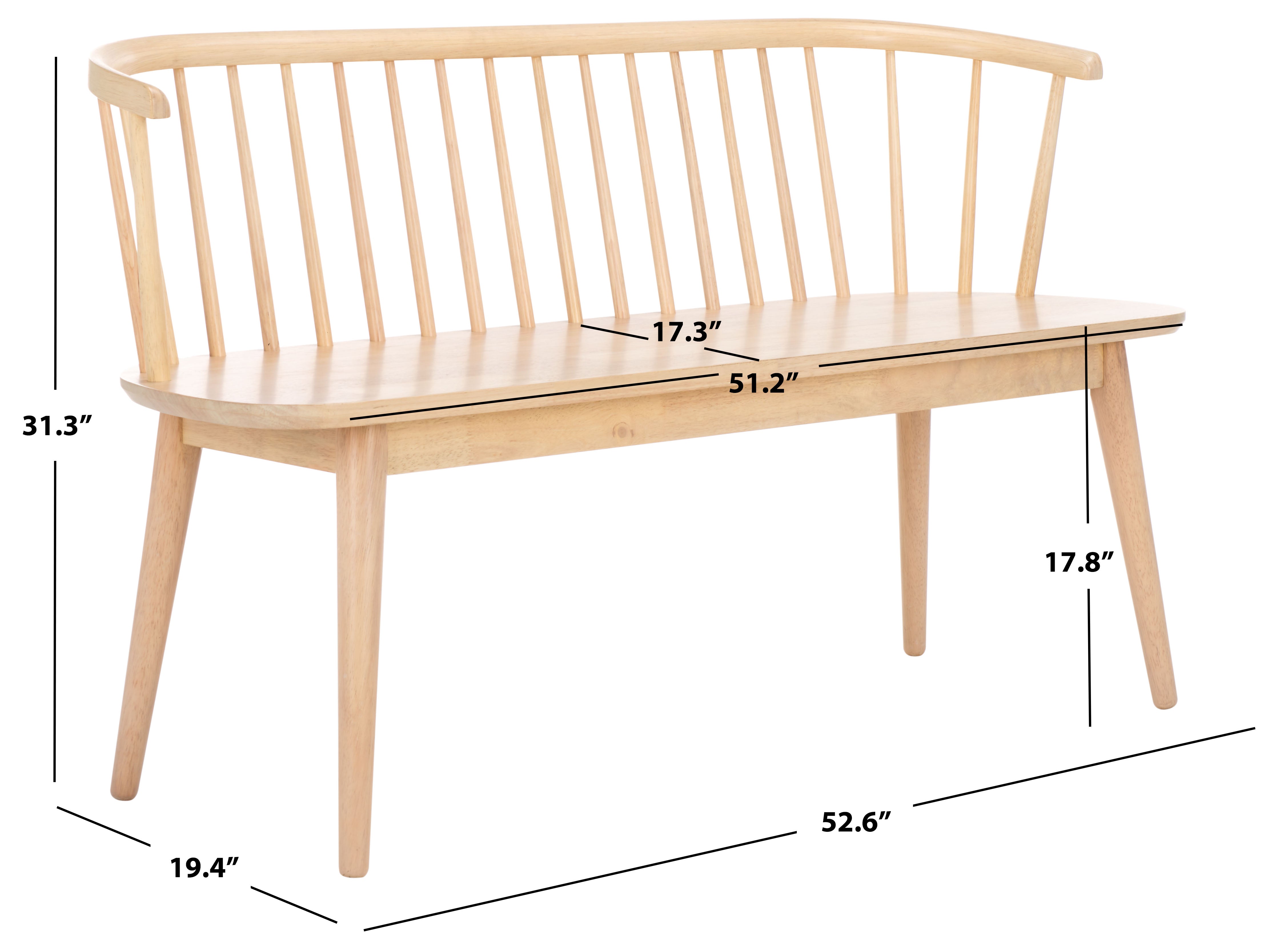 Safavieh Blanchard Spindle Bench, BCH8500 - White Washed