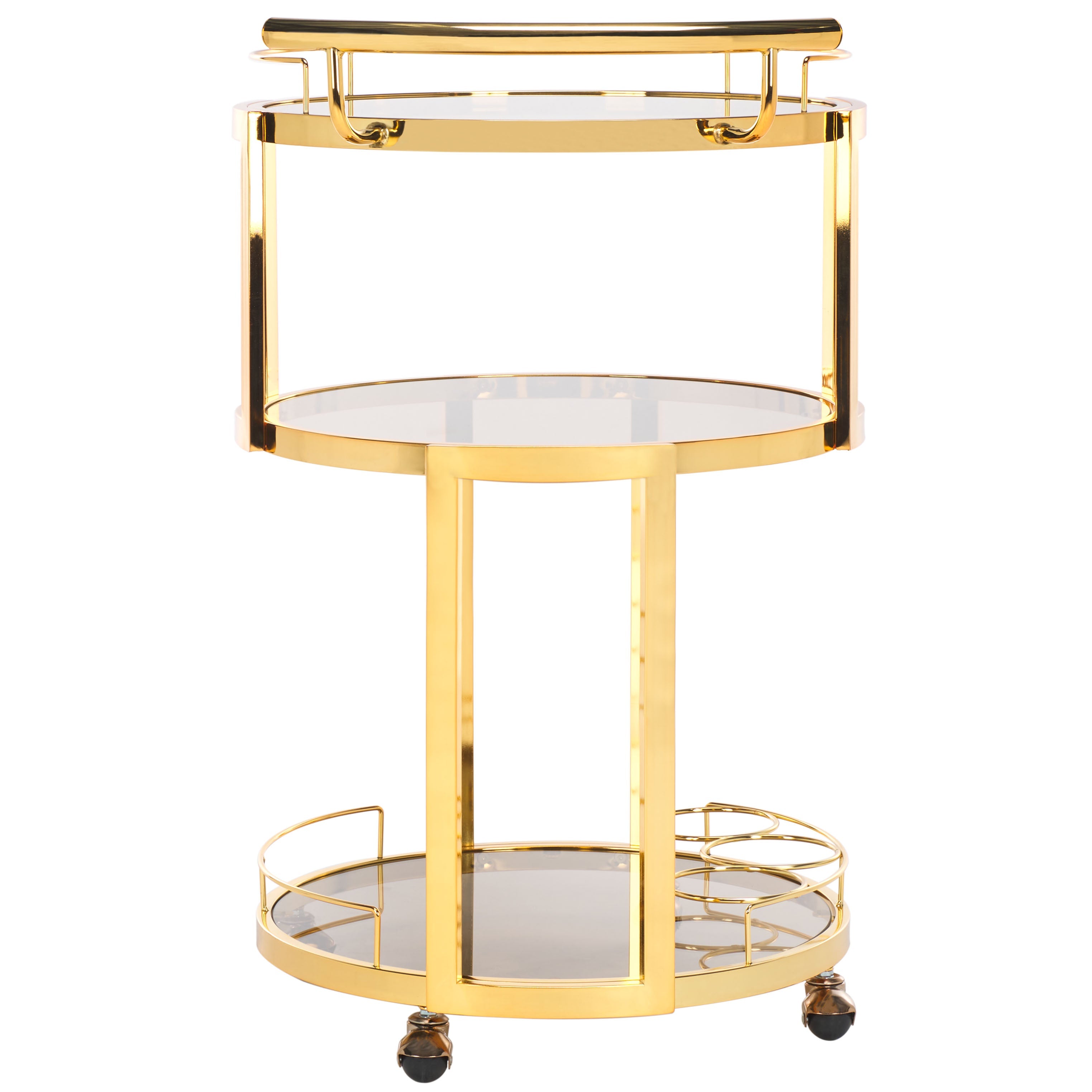 Safavieh Rio 3 Tier Round Bar Cart And Wine Rack , BCT8002 - Gold/Tea Glass