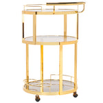 Safavieh Rio 3 Tier Round Bar Cart And Wine Rack , BCT8002 - Gold/Tea Glass