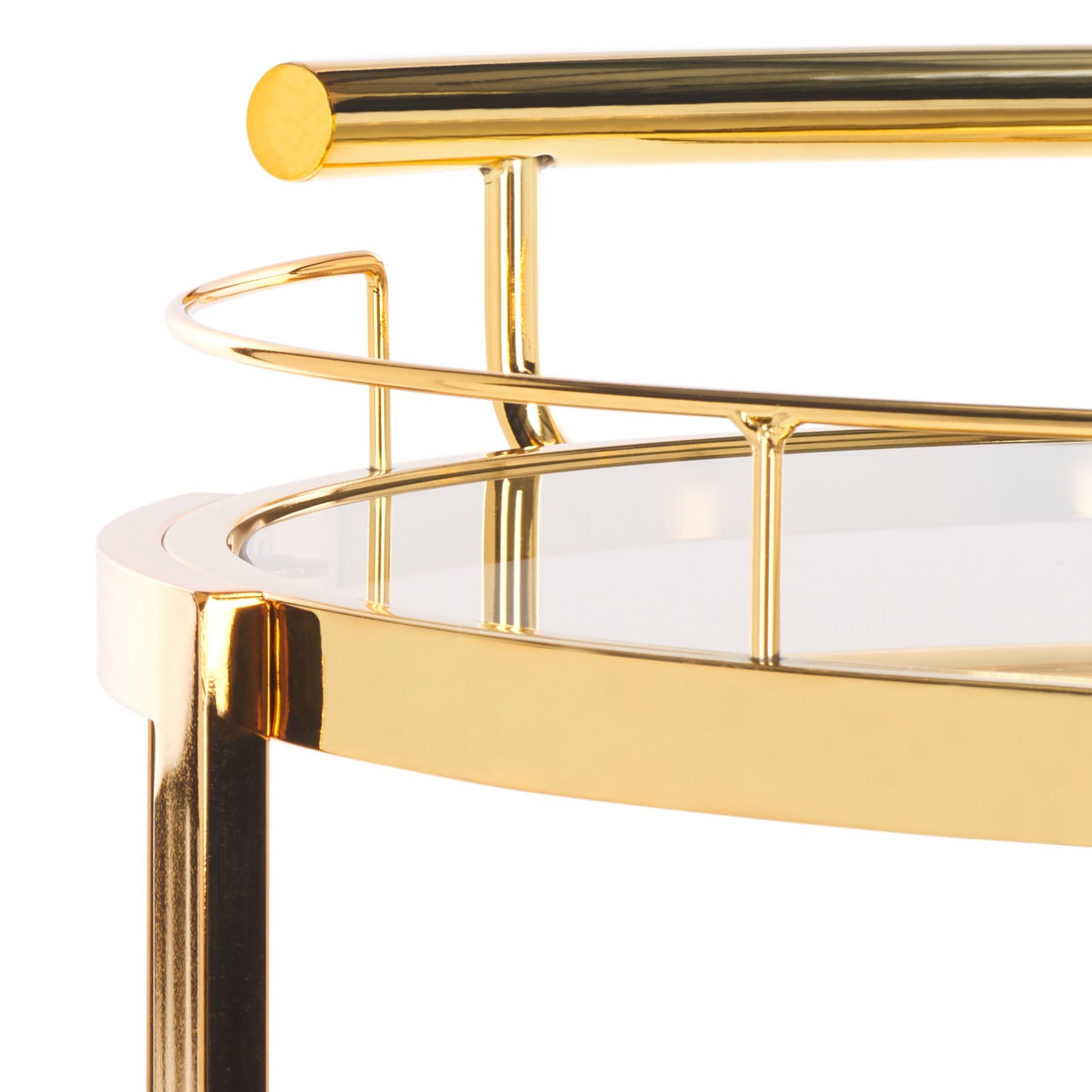 Safavieh Rio 3 Tier Round Bar Cart And Wine Rack , BCT8002 - Gold/Tea Glass