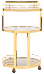 Safavieh Rio 3 Tier Round Bar Cart And Wine Rack , BCT8002 - Gold/Tea Glass