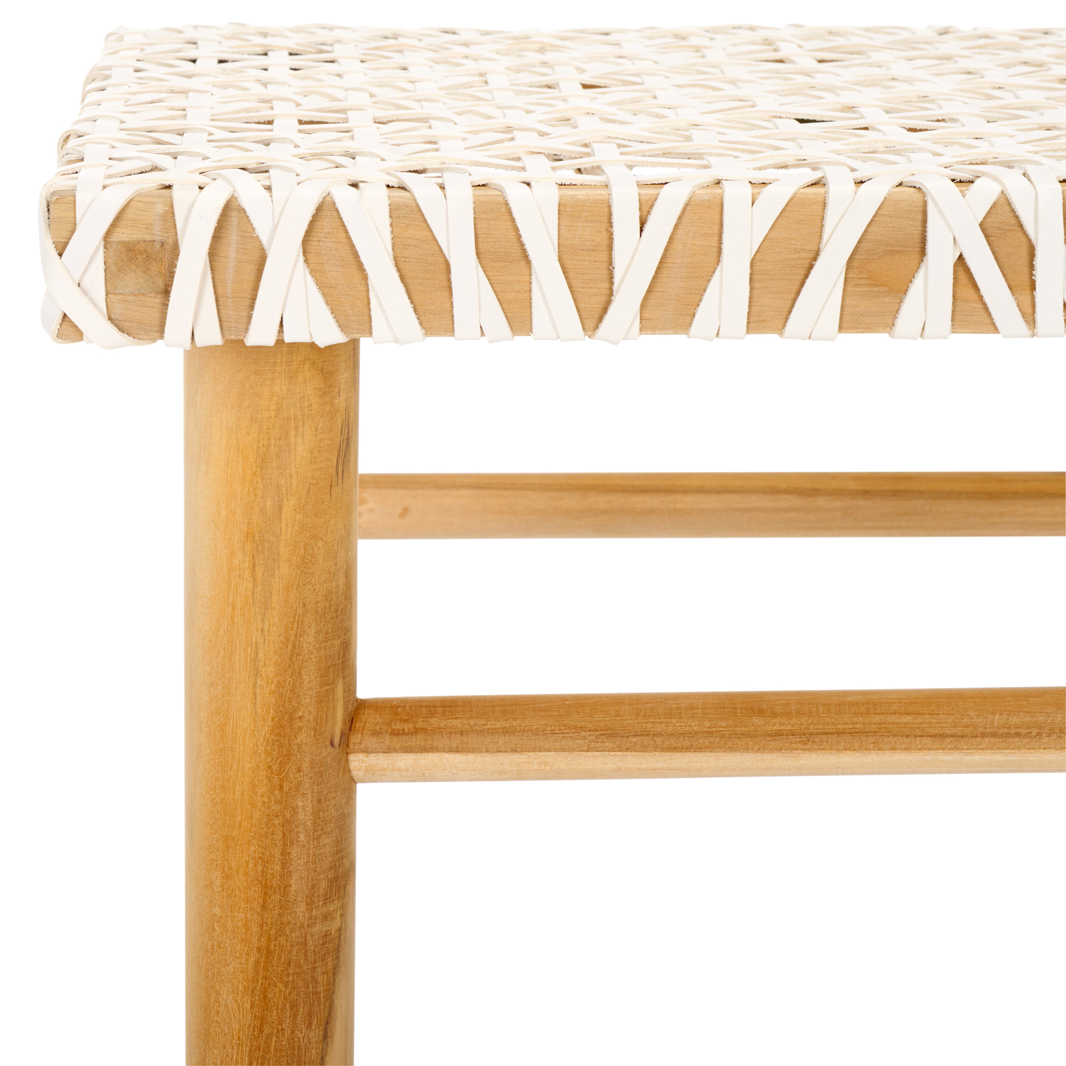 Safavieh Kaleo Woven Leather Barstool , BST1004 - Natural / White