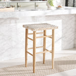 Safavieh Kaleo Woven Leather Barstool , BST1004 - Natural / White