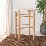 Safavieh Kaleo Woven Leather Barstool , BST1004 - Natural / White