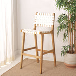 Safavieh Adah Leather Bar Stool , BST1014 - White / Natural