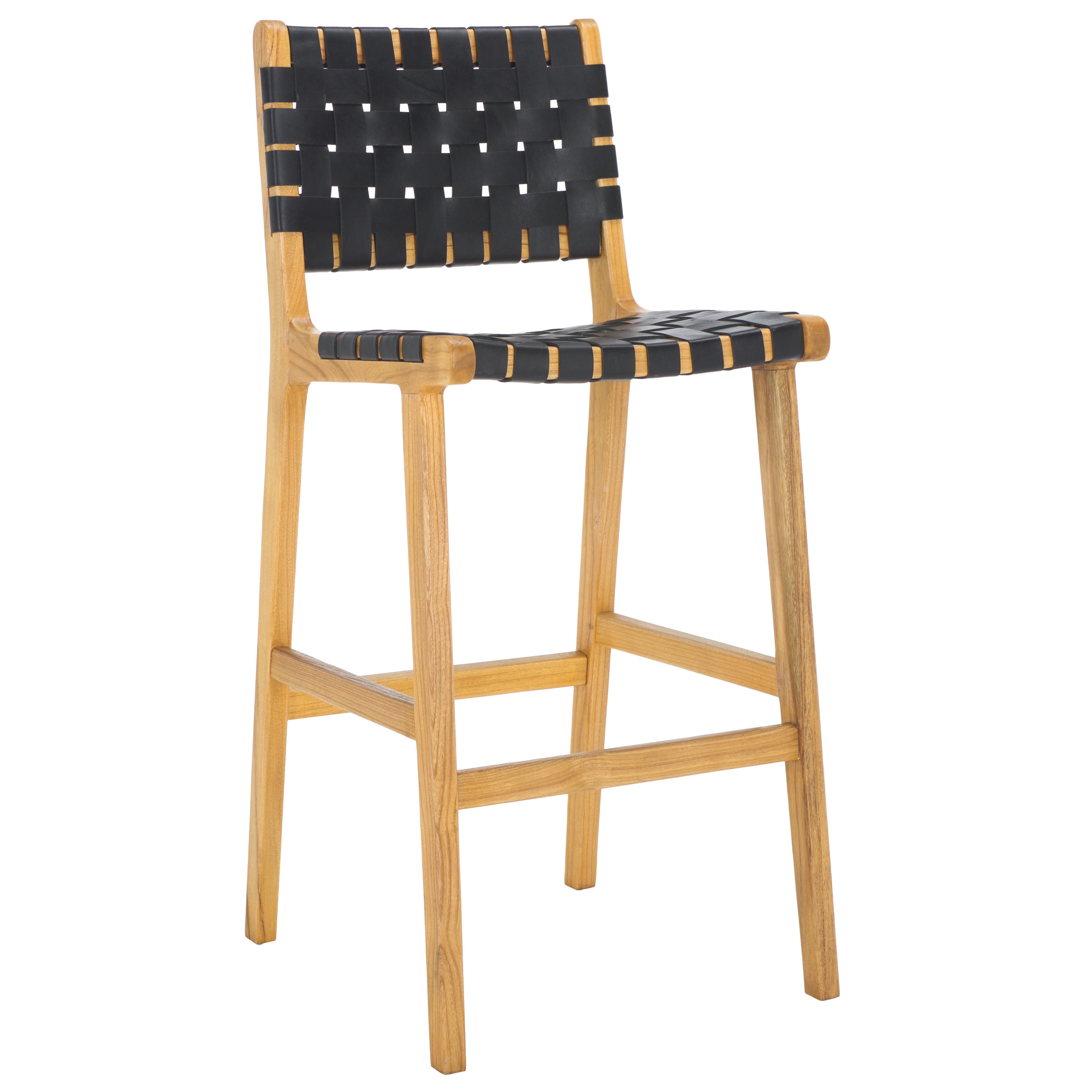 Safavieh Adah Leather Bar Stool , BST1014 - Black / Natural