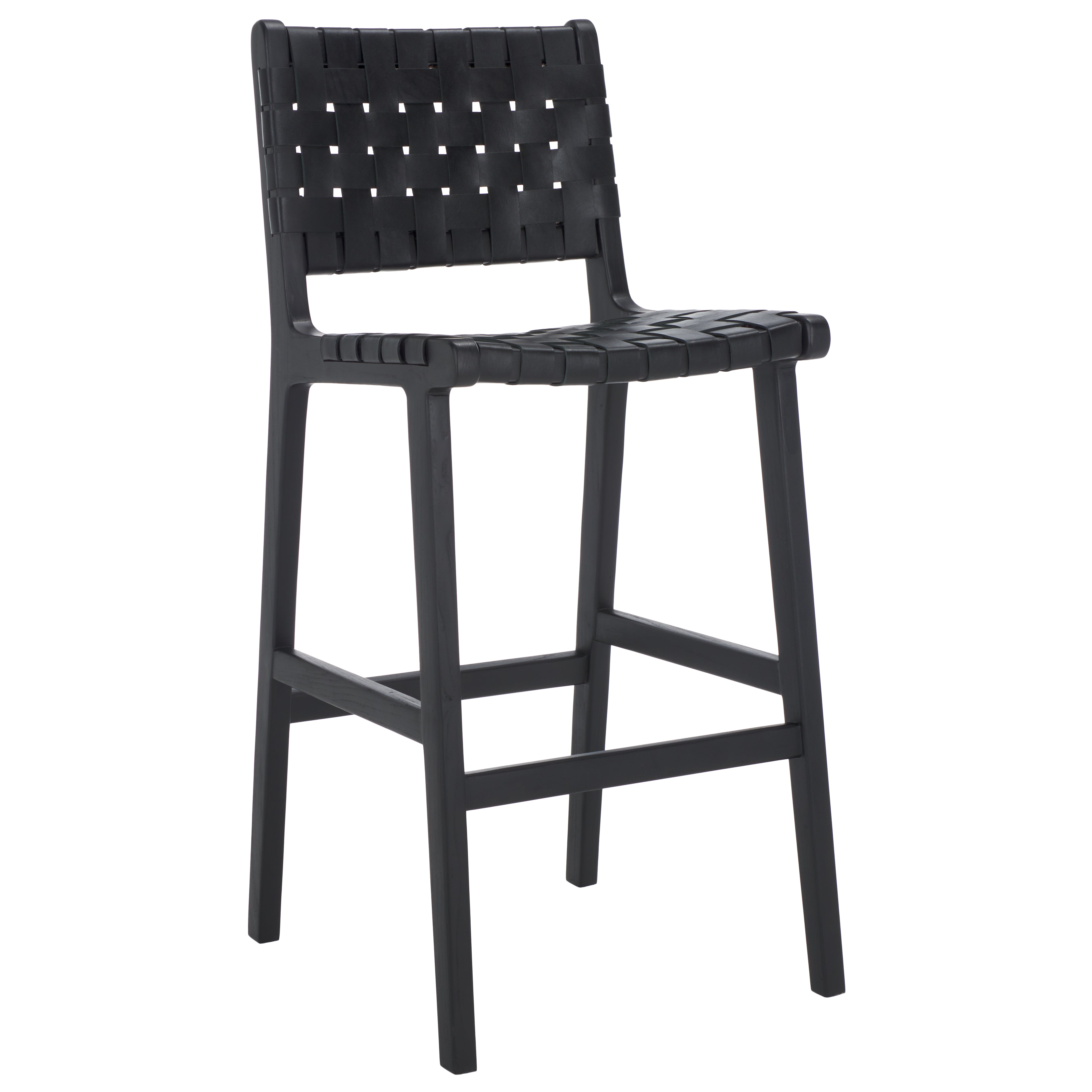 Safavieh Adah Leather Bar Stool , BST1014 - Black / Black