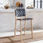 Safavieh Adah Leather Counter Stool , BST1015 - Black / Unfinished Natural