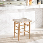 Safavieh Kaleo Woven Leather Counter Stool , BST1016 - Natural / White