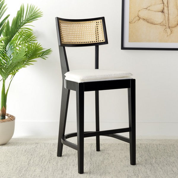 Safavieh Galway Cane Counter Stool, BST1504 - Black / Natural