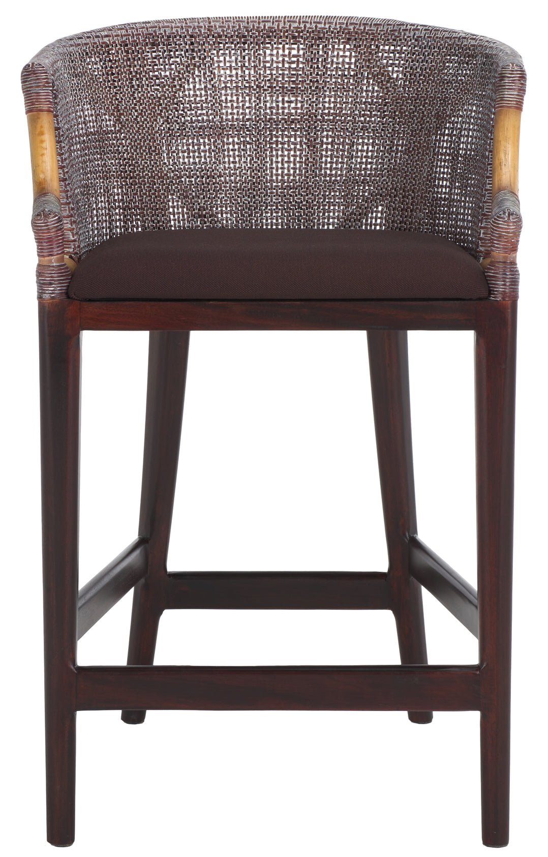 Safavieh Brando Counter Stool, BST4000 - Brown White Wash Weave / Brown / Dark Brown Cushion