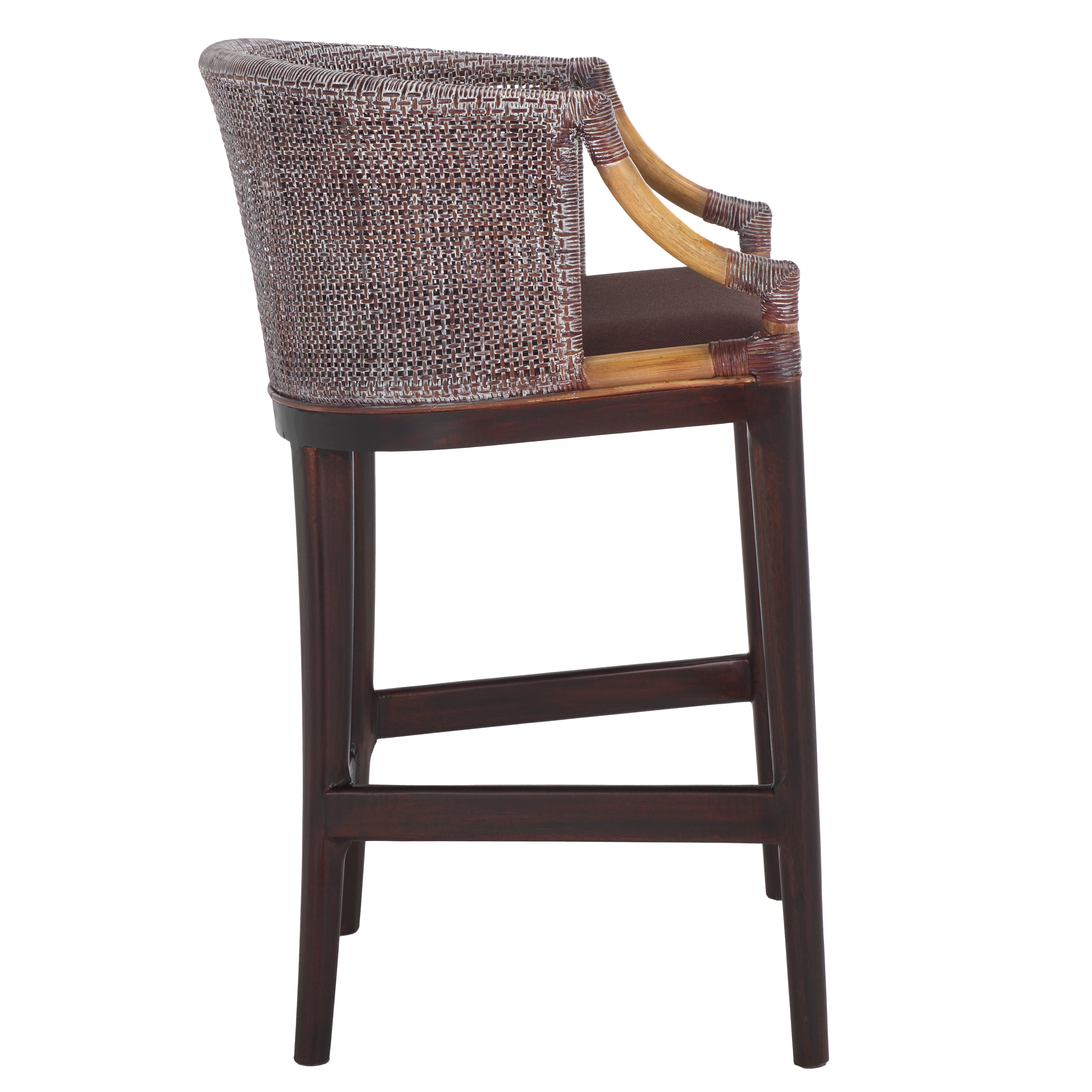 Safavieh Brando Counter Stool, BST4000 - Brown White Wash Weave / Brown / Dark Brown Cushion