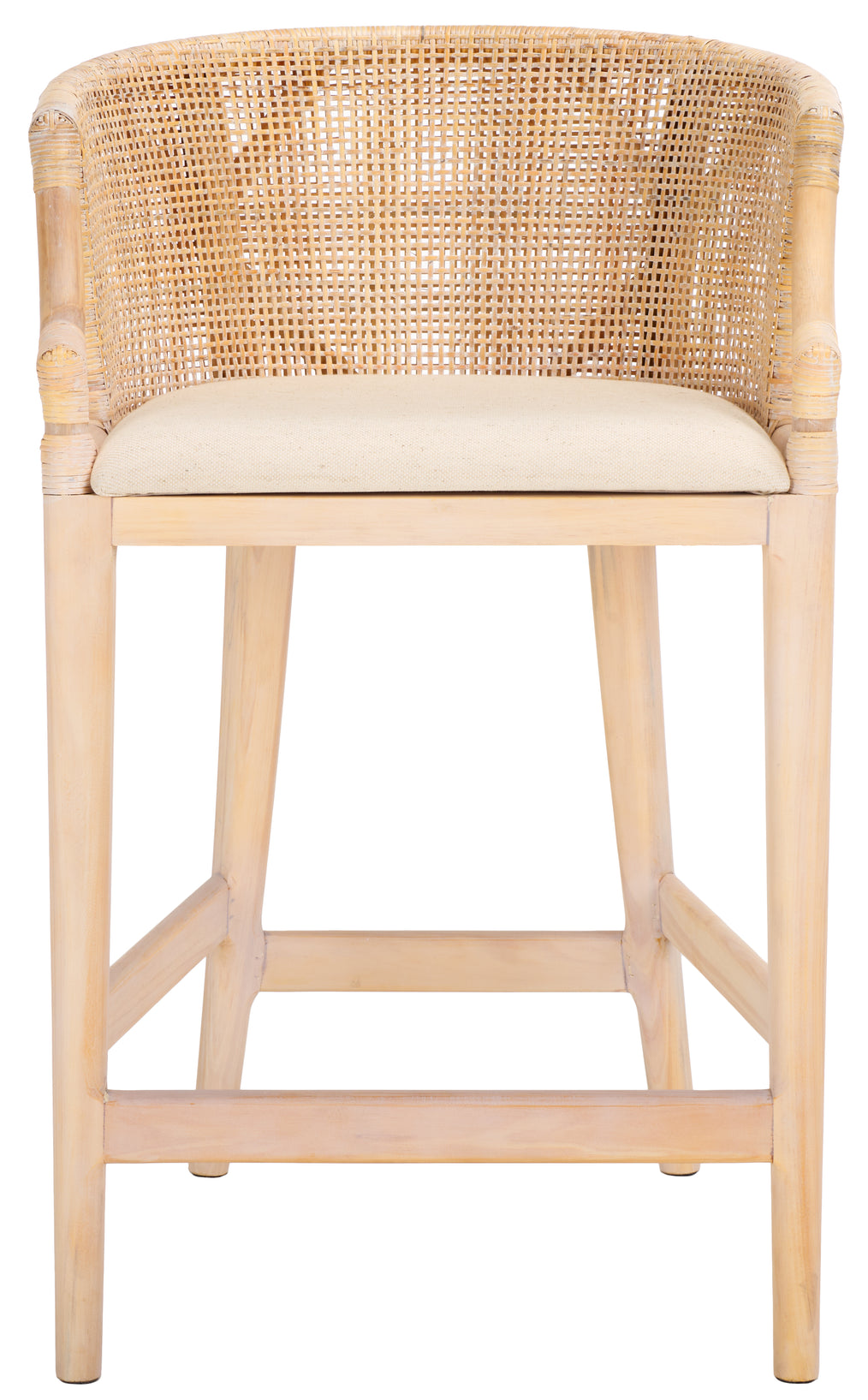 Safavieh Brando Counter Stool, BST4000 - Natural White Wash Weave / White Wash / Holy White Cushion