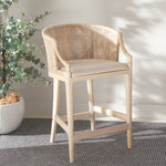 Safavieh Brando Counter Stool, BST4000 - Natural White Wash Weave / White Wash / Holy White Cushion