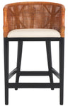 Safavieh Brando Counter Stool, BST4000 - Brown Weave / Black / Holy White Cushion