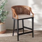 Safavieh Brando Counter Stool, BST4000 - Brown Weave / Black / Holy White Cushion