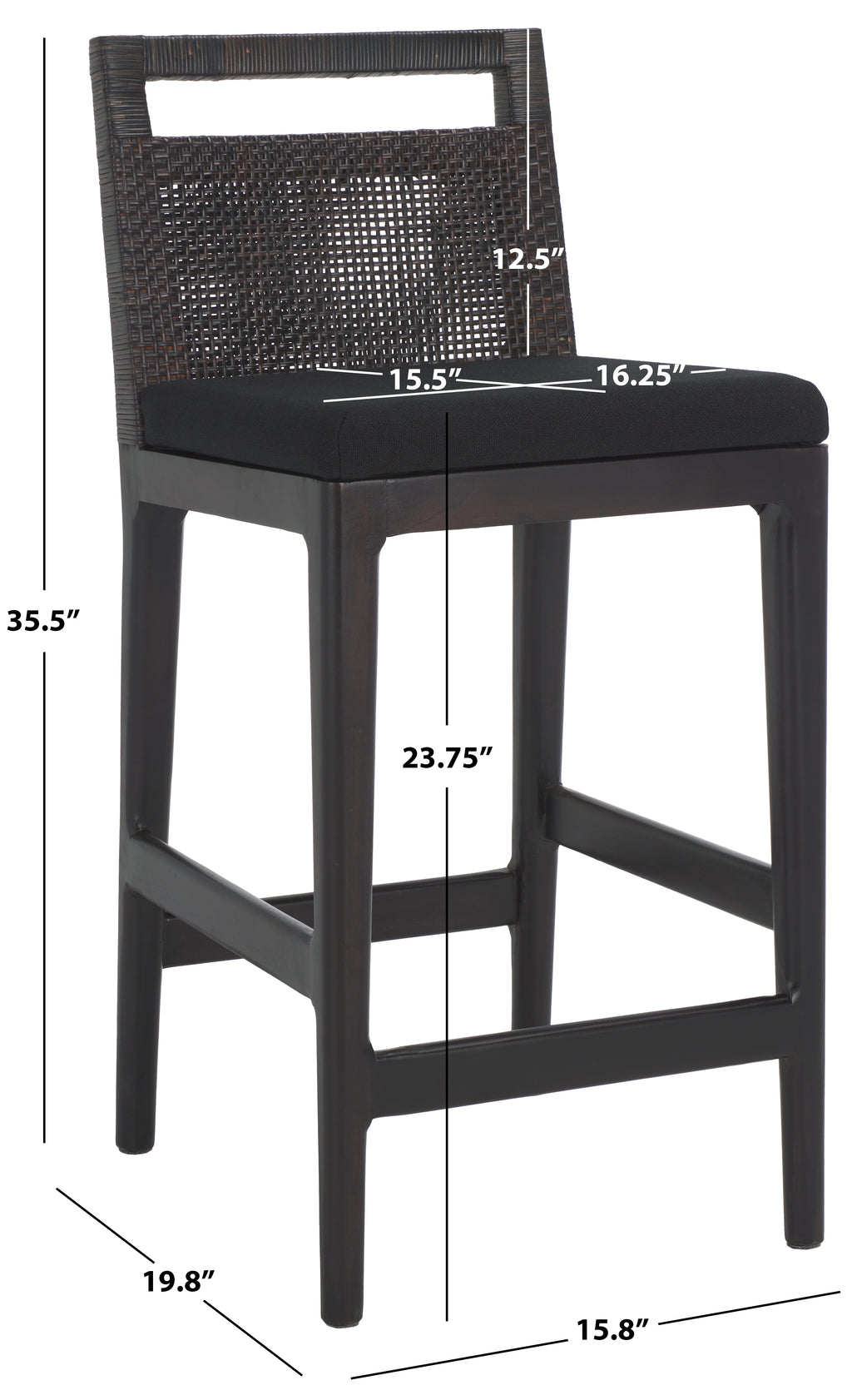 Safavieh Darin Counter Stool, BST4001 - Brown / Black Cushion