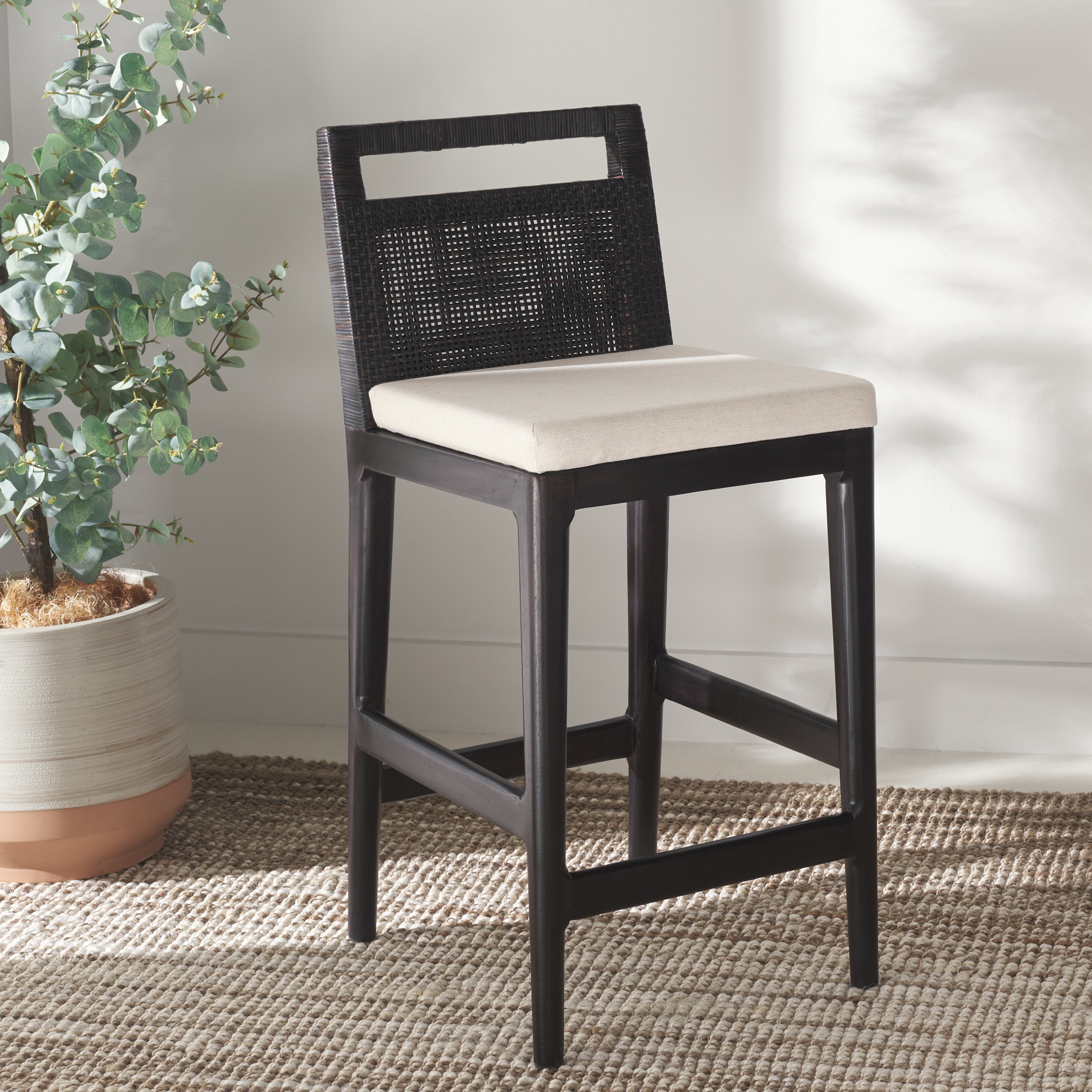 Safavieh Darin Counter Stool, BST4001 - Brown / White Cushion