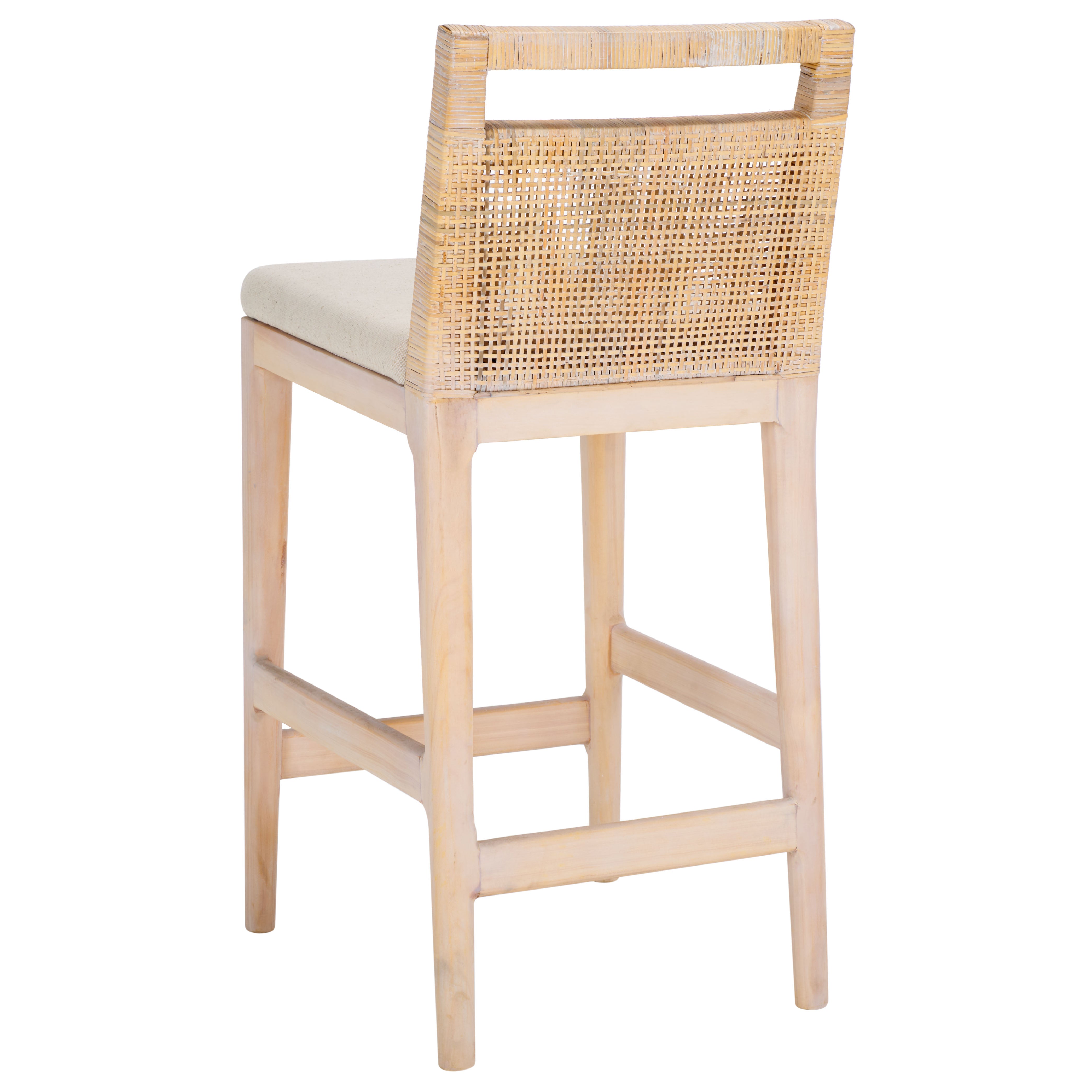 Safavieh Darin Counter Stool, BST4001 - Natural White Wash Weave / White Wash / Holy White Cushion