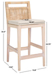 Safavieh Darin Counter Stool, BST4001 - Natural White Wash Weave / White Wash / Holy White Cushion