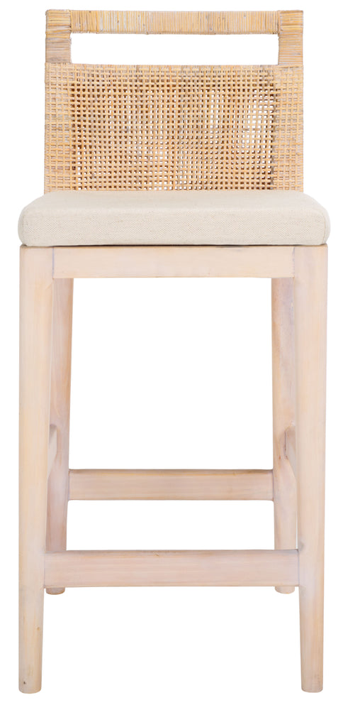 Safavieh Darin Counter Stool, BST4001 - Natural White Wash Weave / White Wash / Holy White Cushion