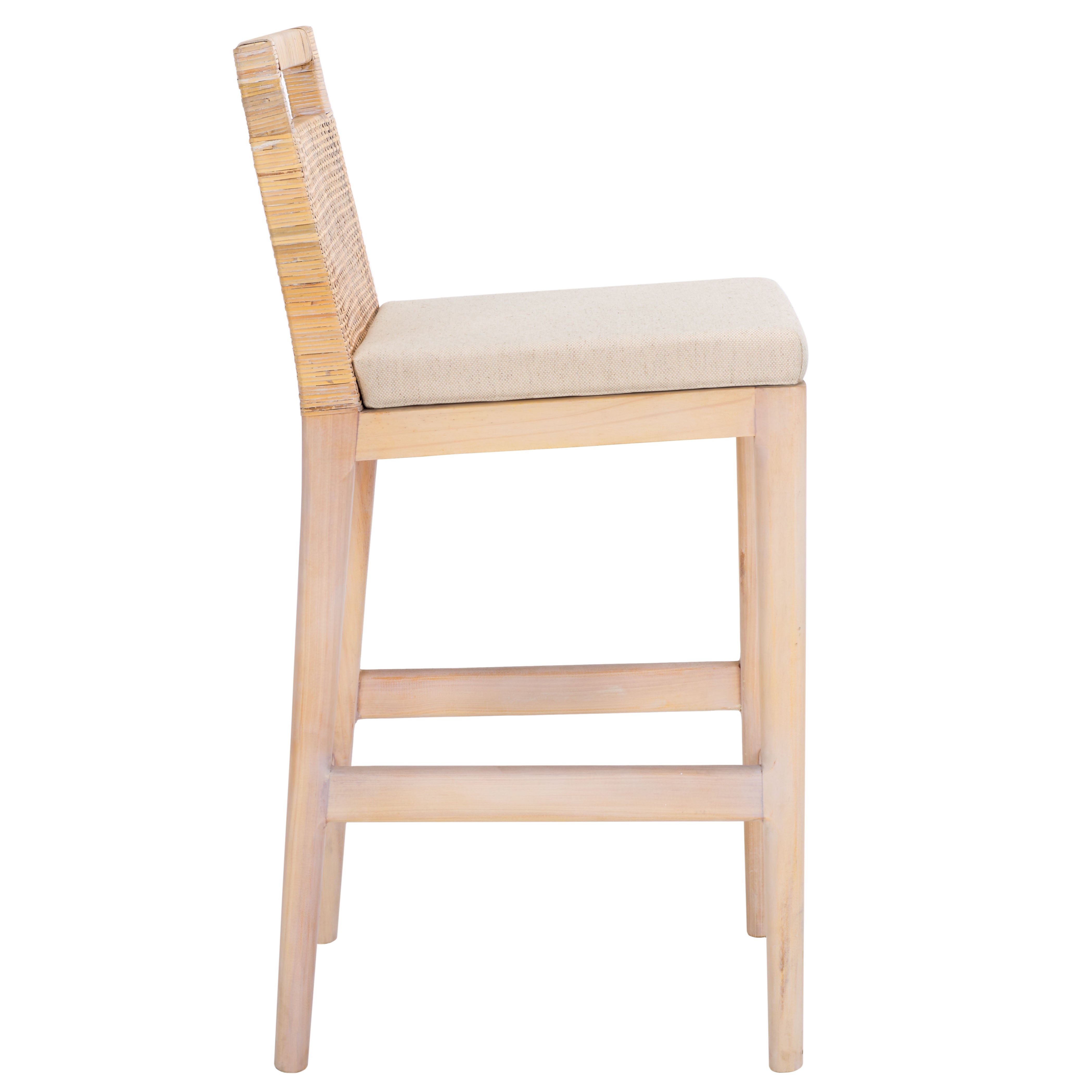 Safavieh Darin Counter Stool, BST4001 - Natural White Wash Weave / White Wash / Holy White Cushion