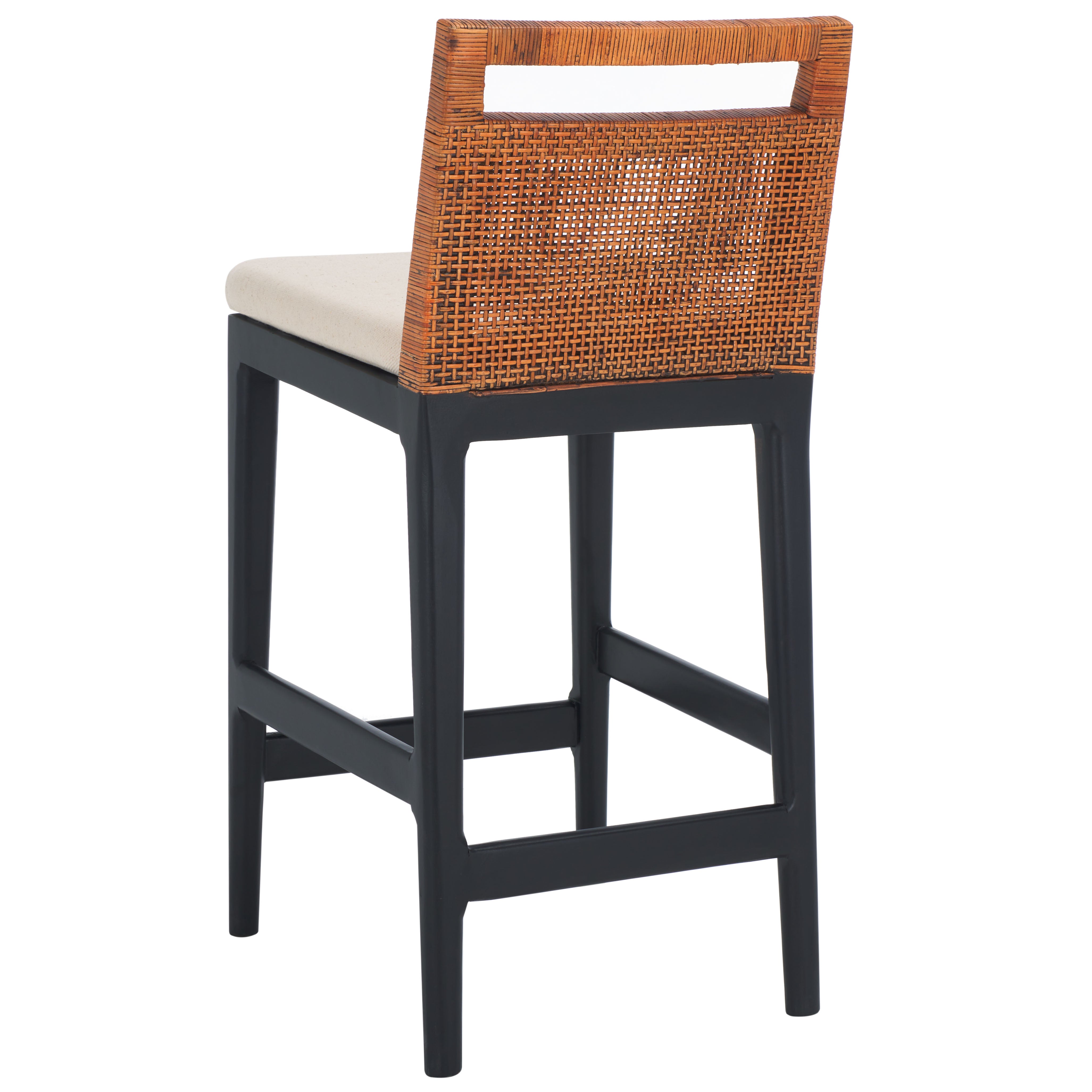 Safavieh Darin Counter Stool, BST4001 - Brown Weaving / Black / White Cushion