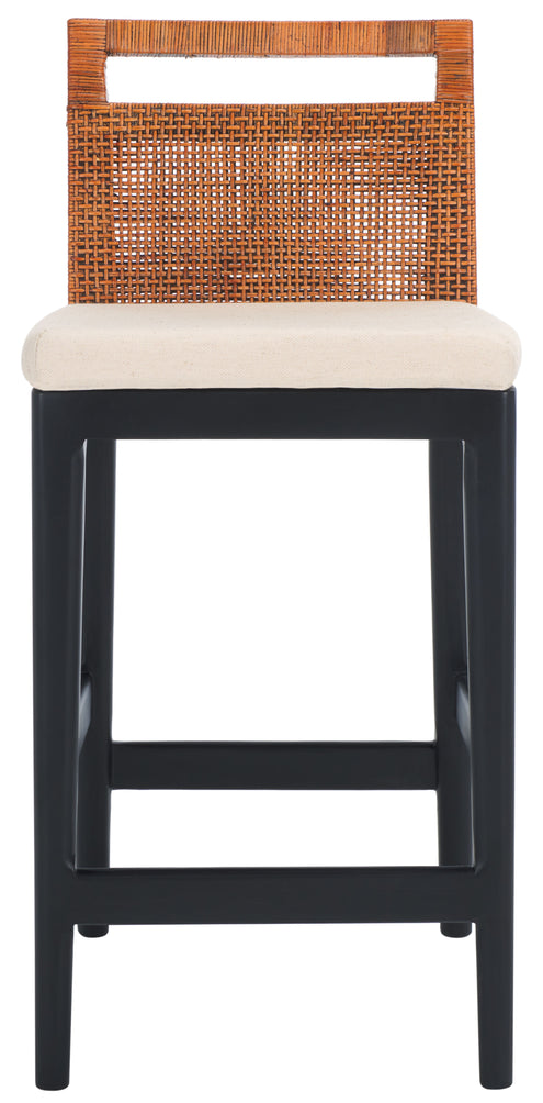 Safavieh Darin Counter Stool, BST4001 - Brown Weaving / Black / White Cushion