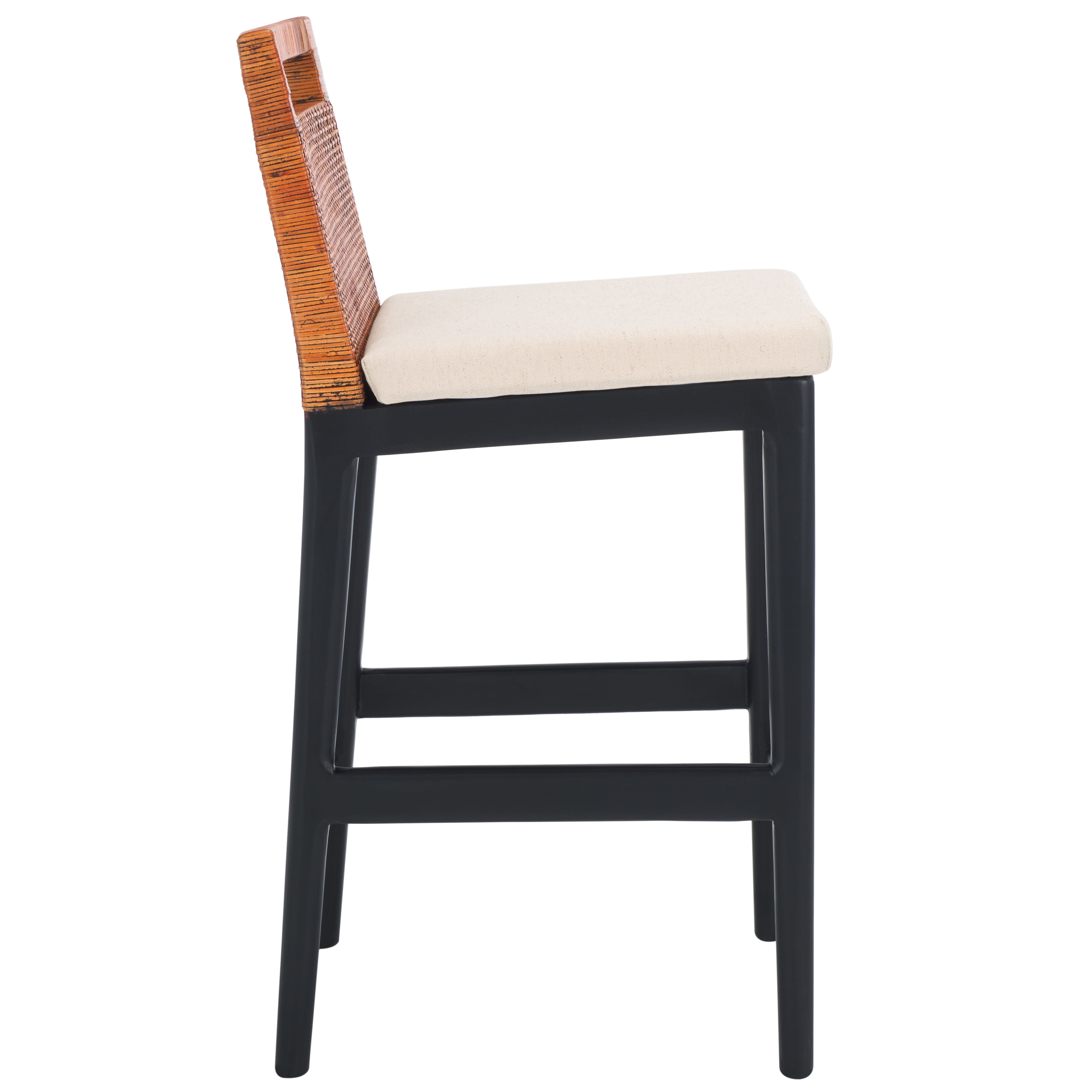 Safavieh Darin Counter Stool, BST4001 - Brown Weaving / Black / White Cushion