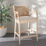 Safavieh Gianni Counter Stool, BST4002 - Natural White Wash/ White Cushion