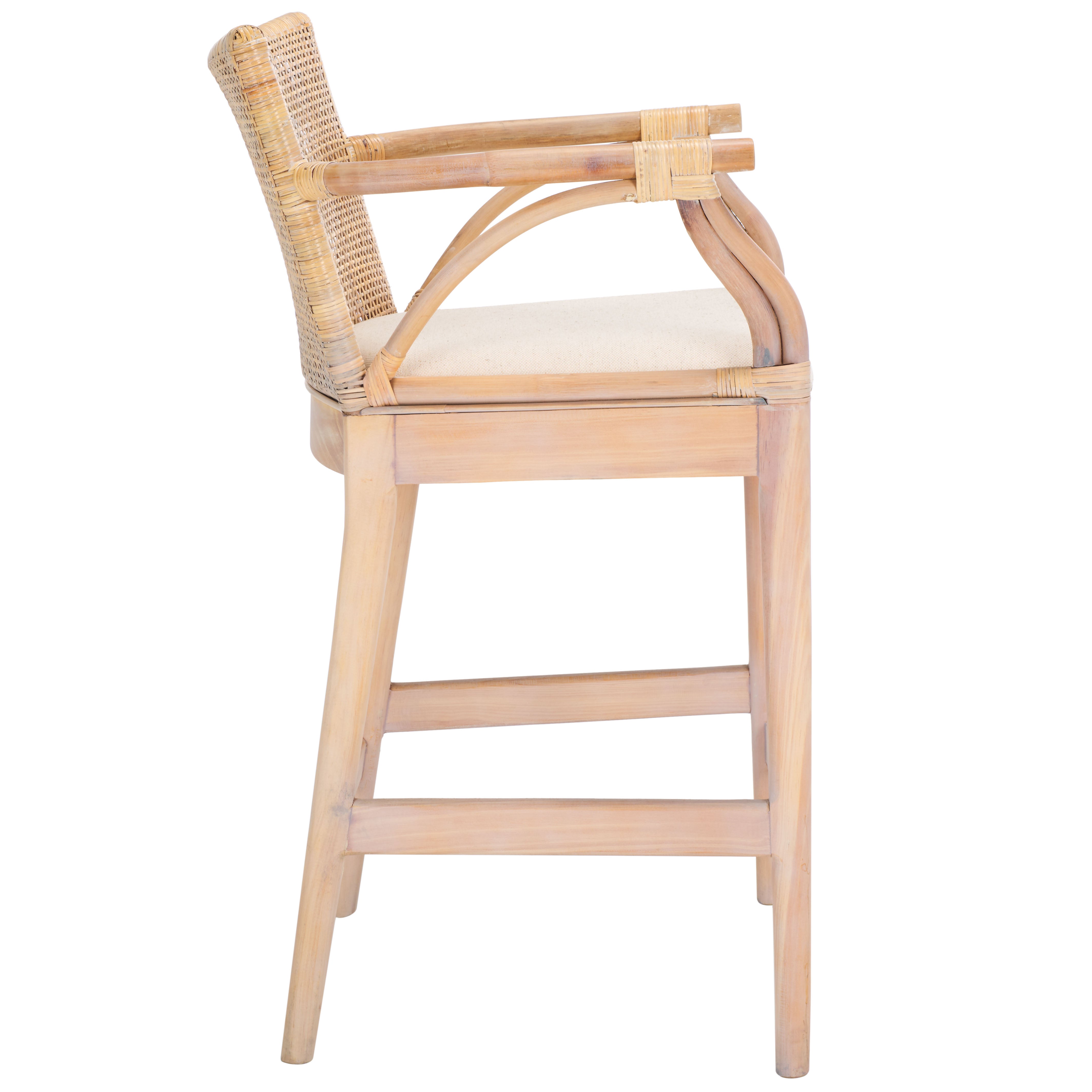 Safavieh Gianni Counter Stool, BST4002 - Natural White Wash/ White Cushion