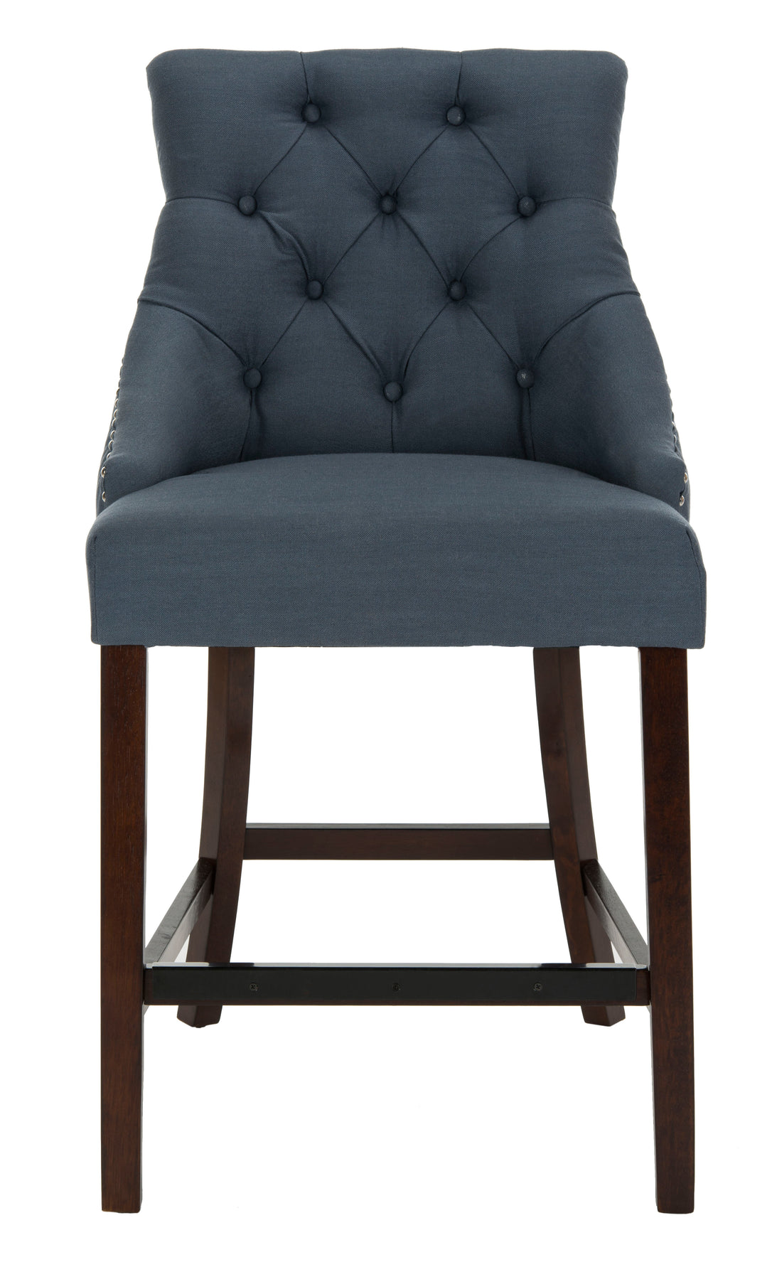 Safavieh Eleni Tufted Wing Back Counter Stool , BST6305 - Navy / Espresso (Set of 2)