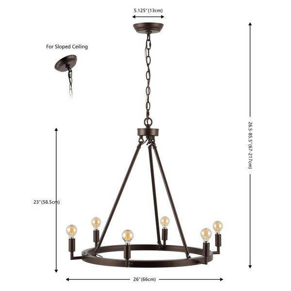 Safavieh Nevada 6Lt 26 Inch Chandelier, CHA4054 - Oil Rub Bronze