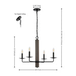 Safavieh Oakly 4Lt 24 Inch Chandelier, CHA4059 - Black / Walnut