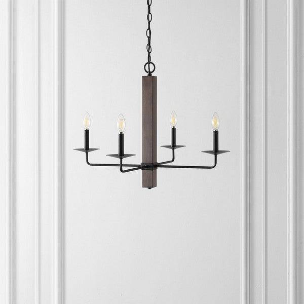 Safavieh Oakly 4Lt 24 Inch Chandelier, CHA4059 - Black / Walnut