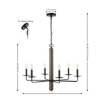 Safavieh Penbrook 6Lt 32" Chandelier, CHA4060 - Black / Walnut