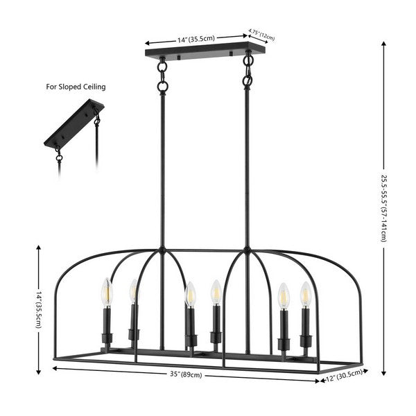 Safavieh Bryndan 6 Lt 32" Chandelier, CHA4068 - Black