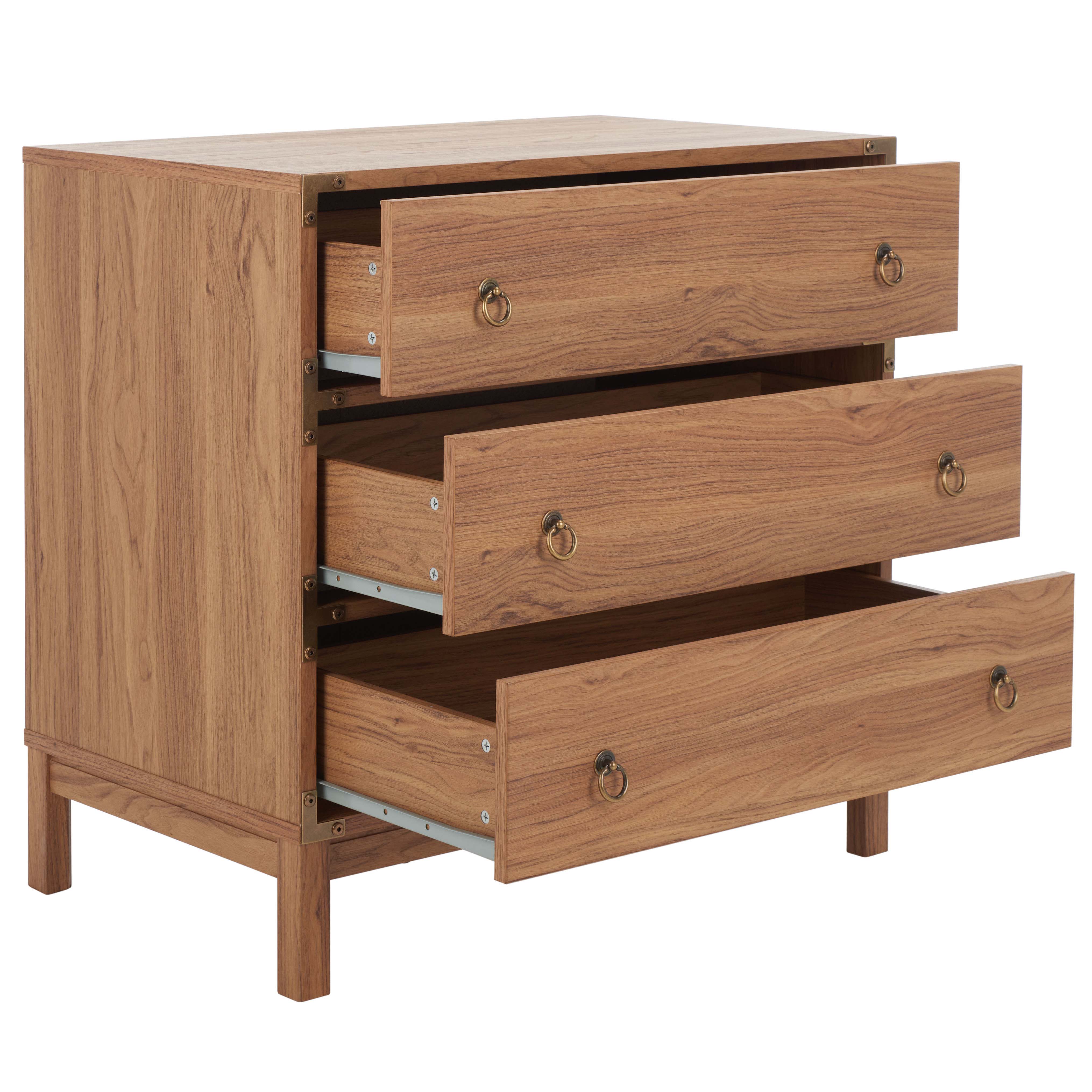 Safavieh Galio 3 Drawer Chest, CHS9600 - Oak / Gold