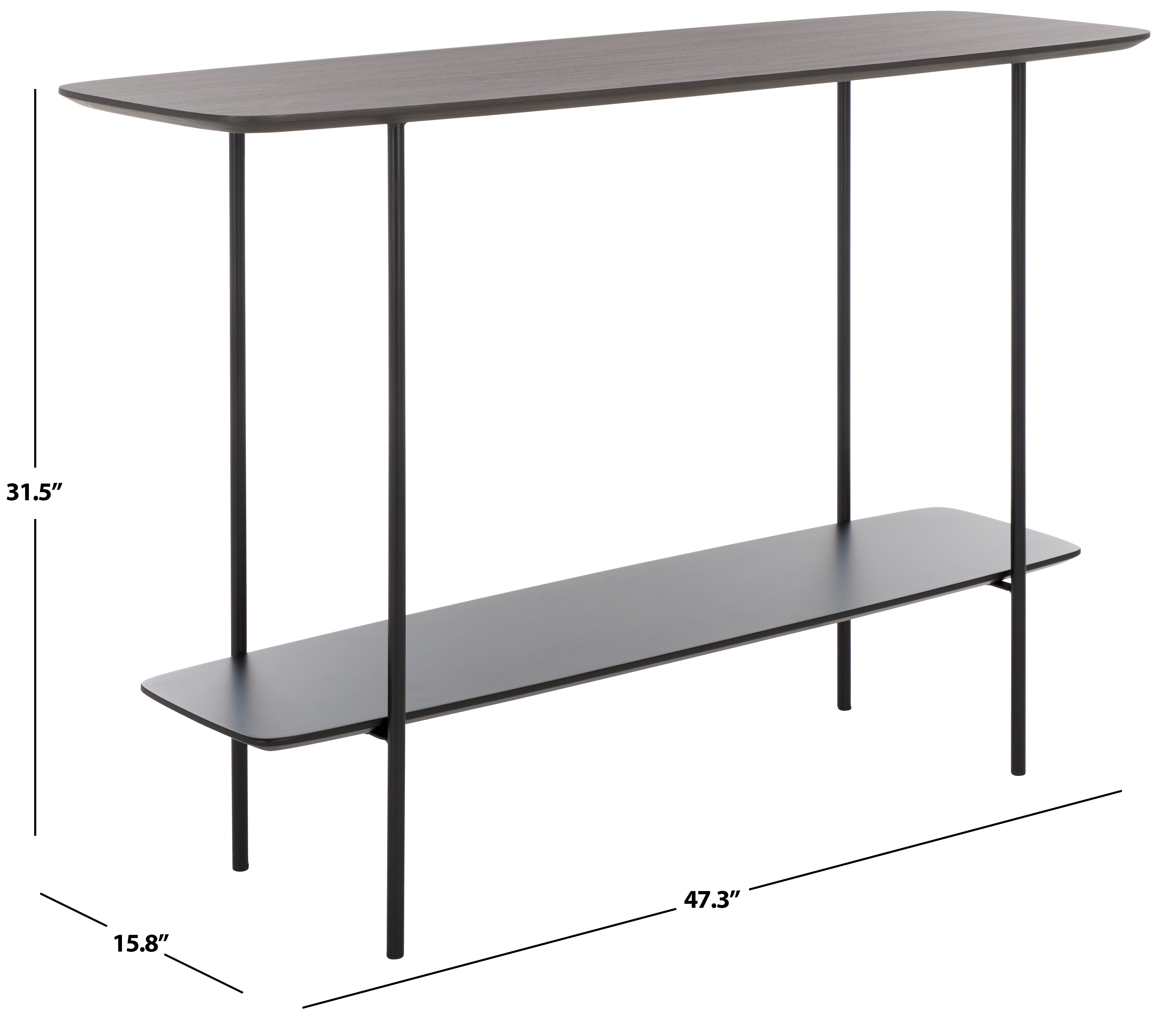 Safavieh Kayleigh Console Table, CNS4205 - Dark Grey Oak / Matte Black