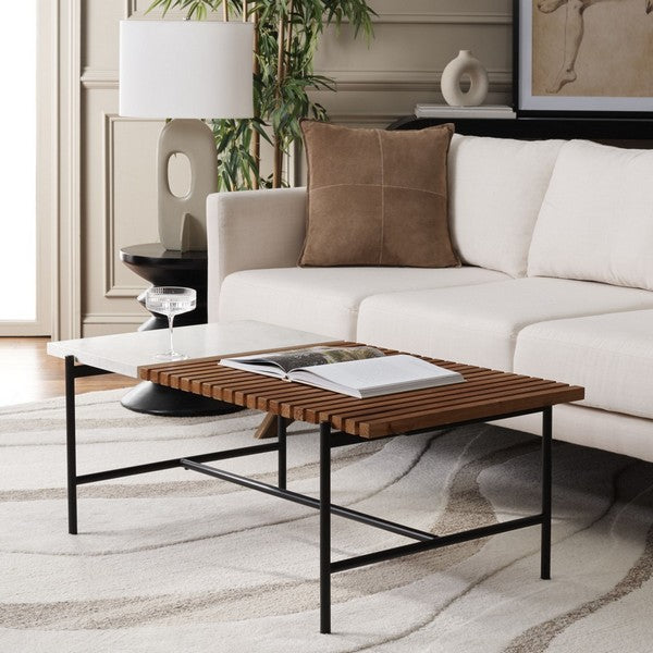 Safavieh Dallas Coffee Table, COF2501 - Brown / White Faux Marble 